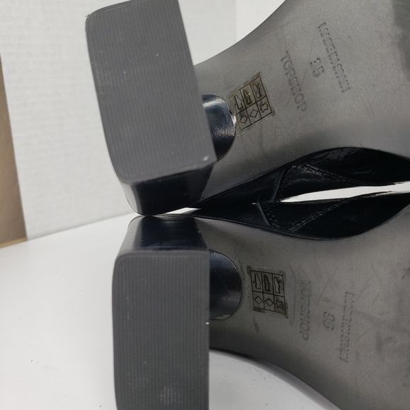 Topshop Black Patent Leather Stretch Panels Cowgirl Western Bootie Sz 4 Rodeo - Picture 8 of 10